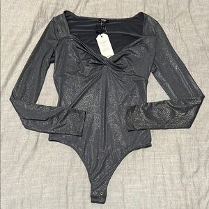 3/$25 ⭐️ Express Shimmering Black Long Sleeve Bodysuit